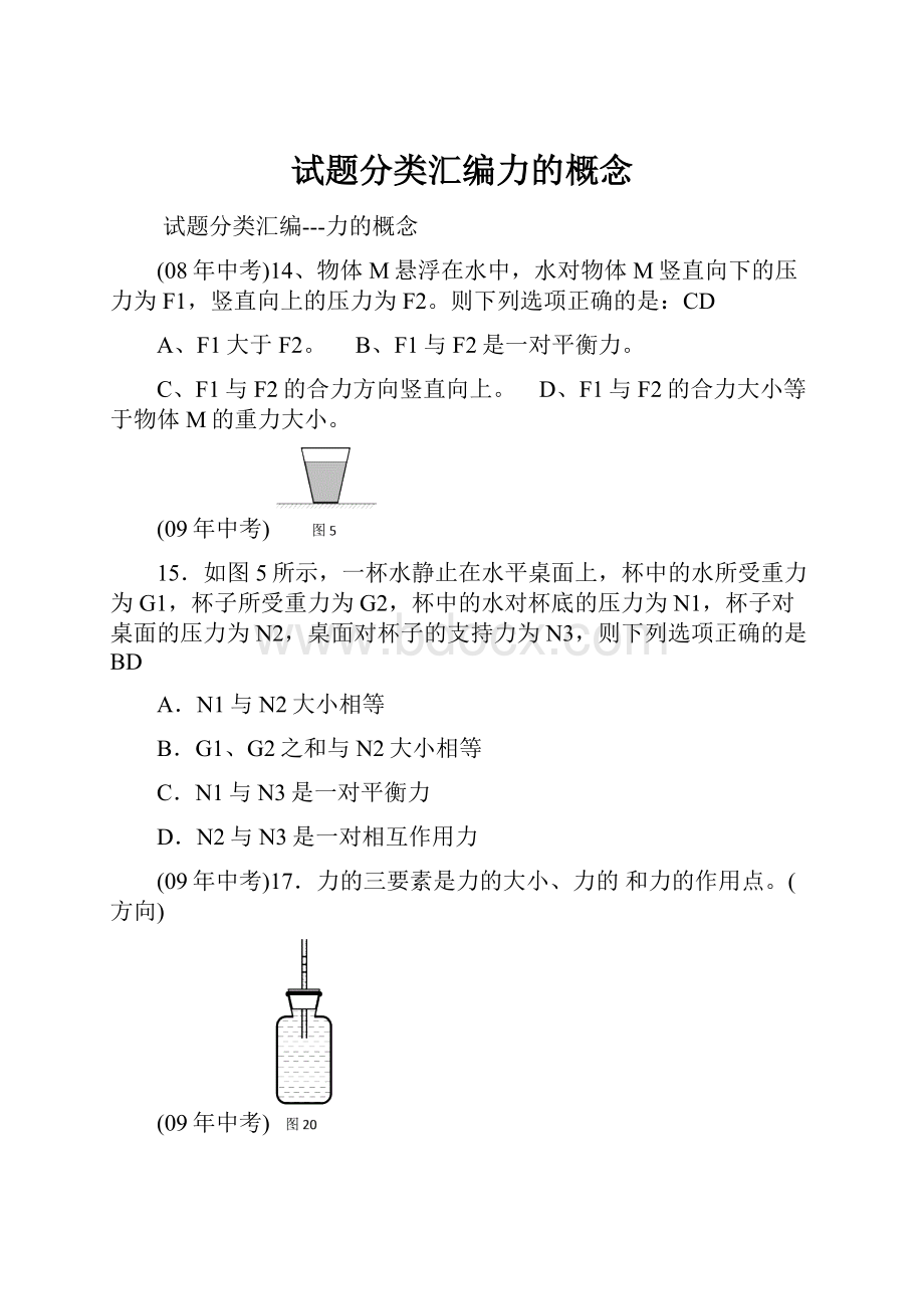 试题分类汇编力的概念.docx