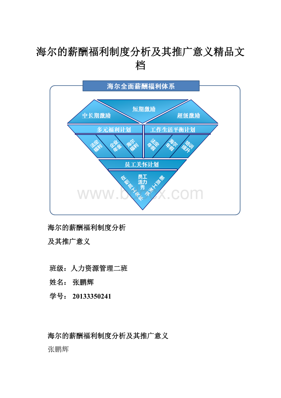 海尔的薪酬福利制度分析及其推广意义精品文档.docx