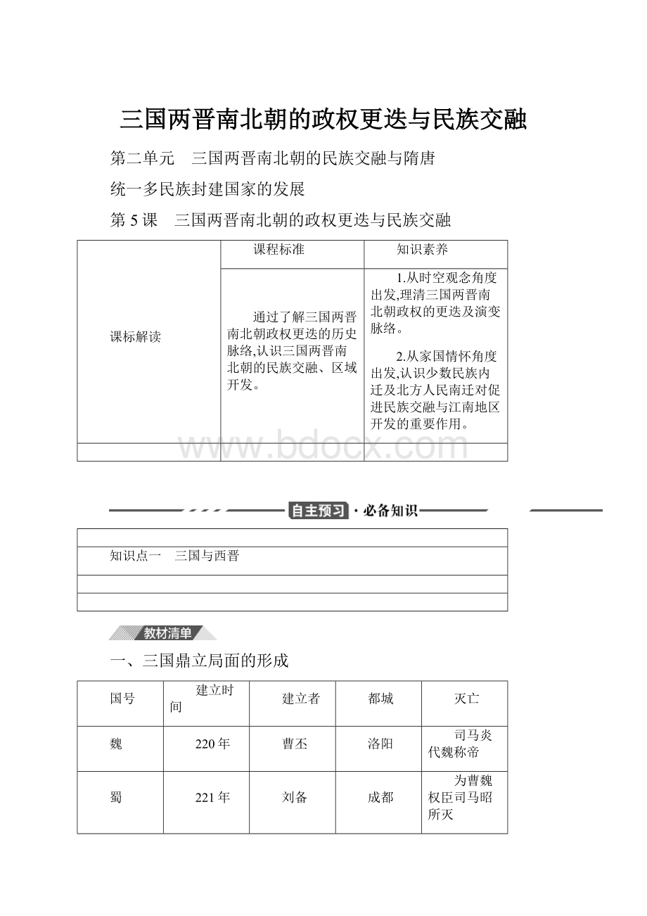 三国两晋南北朝的政权更迭与民族交融.docx