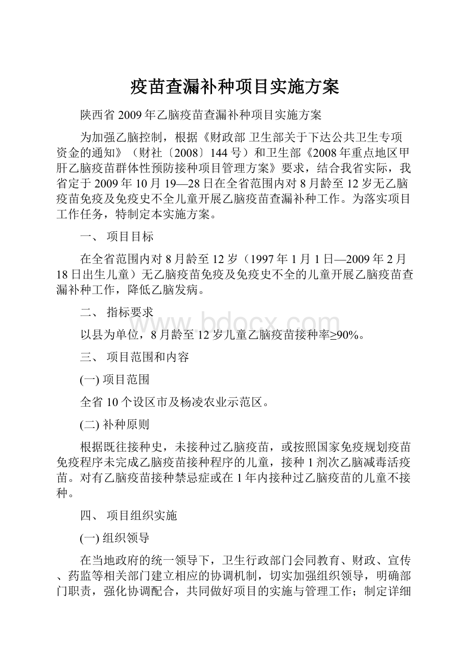 疫苗查漏补种项目实施方案.docx