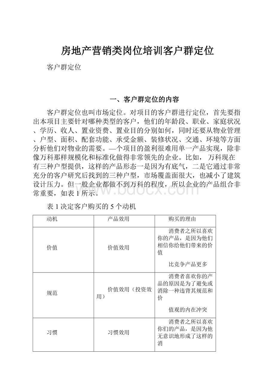 房地产营销类岗位培训客户群定位.docx