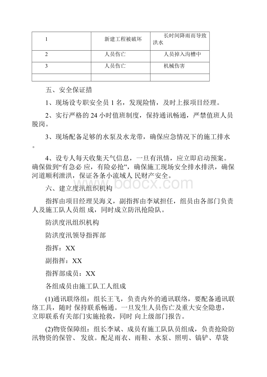 建筑工地防汛应急预案工程概况依据目标危险状况分析安保措施防汛组织机构技术措施预案.docx_第3页