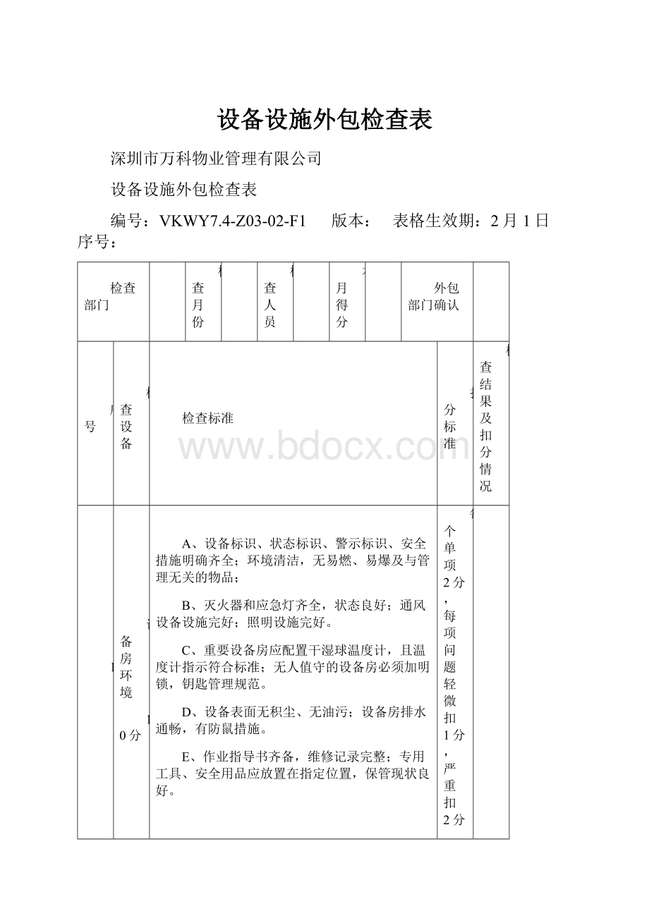 设备设施外包检查表.docx_第1页