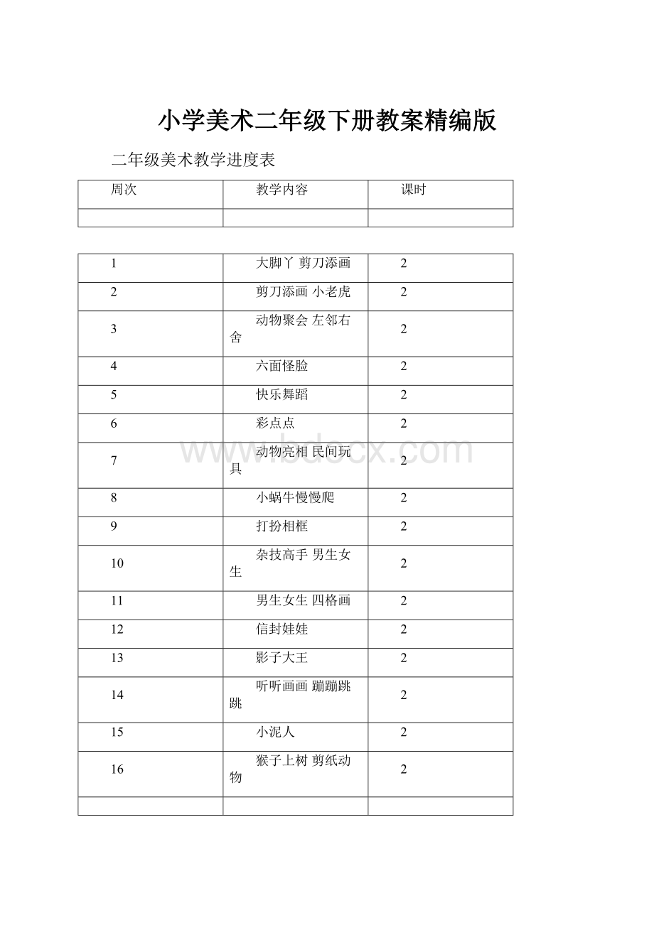 小学美术二年级下册教案精编版.docx_第1页