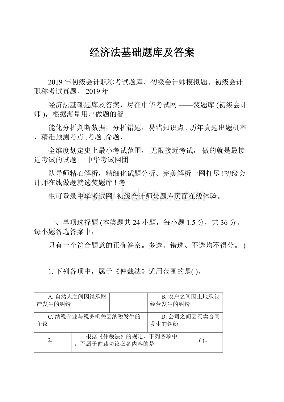 经济法基础题库及答案.docx_第1页