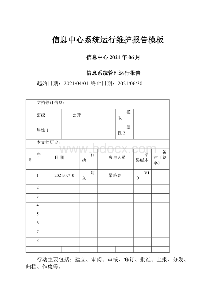 信息中心系统运行维护报告模板.docx