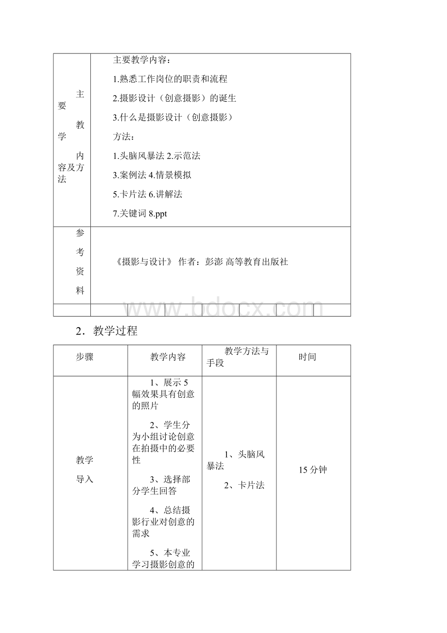 《创意摄影》课程单元教学设计.docx_第2页