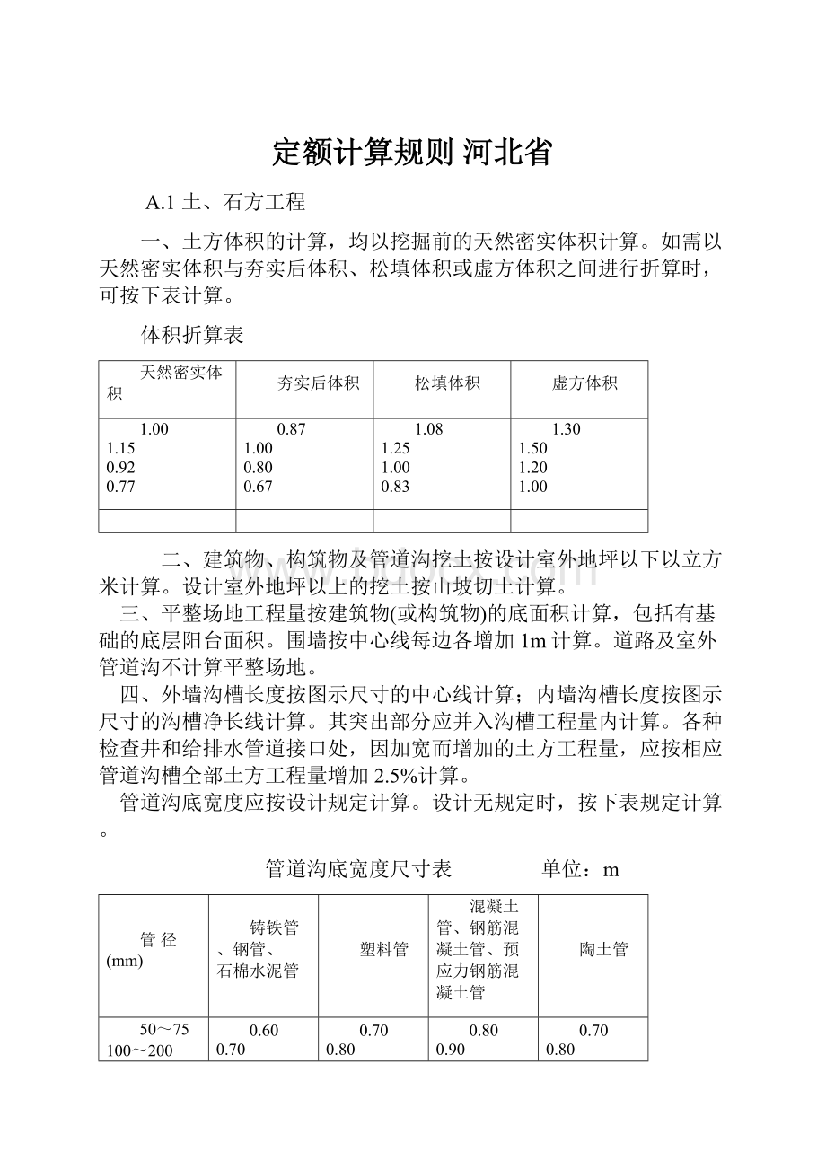 定额计算规则 河北省.docx