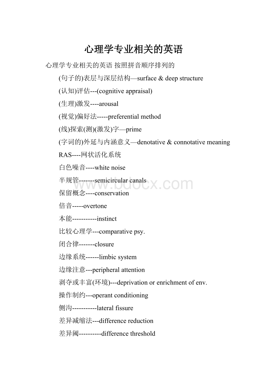 心理学专业相关的英语.docx_第1页