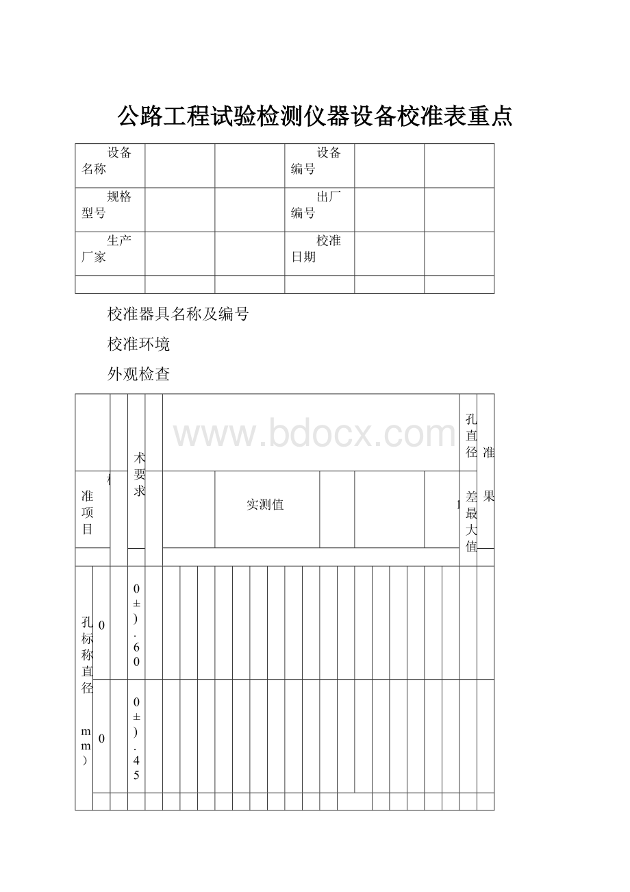 公路工程试验检测仪器设备校准表重点.docx