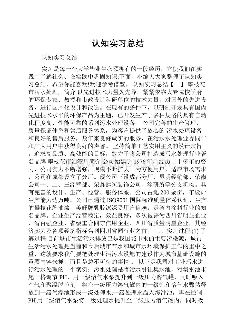 认知实习总结.docx