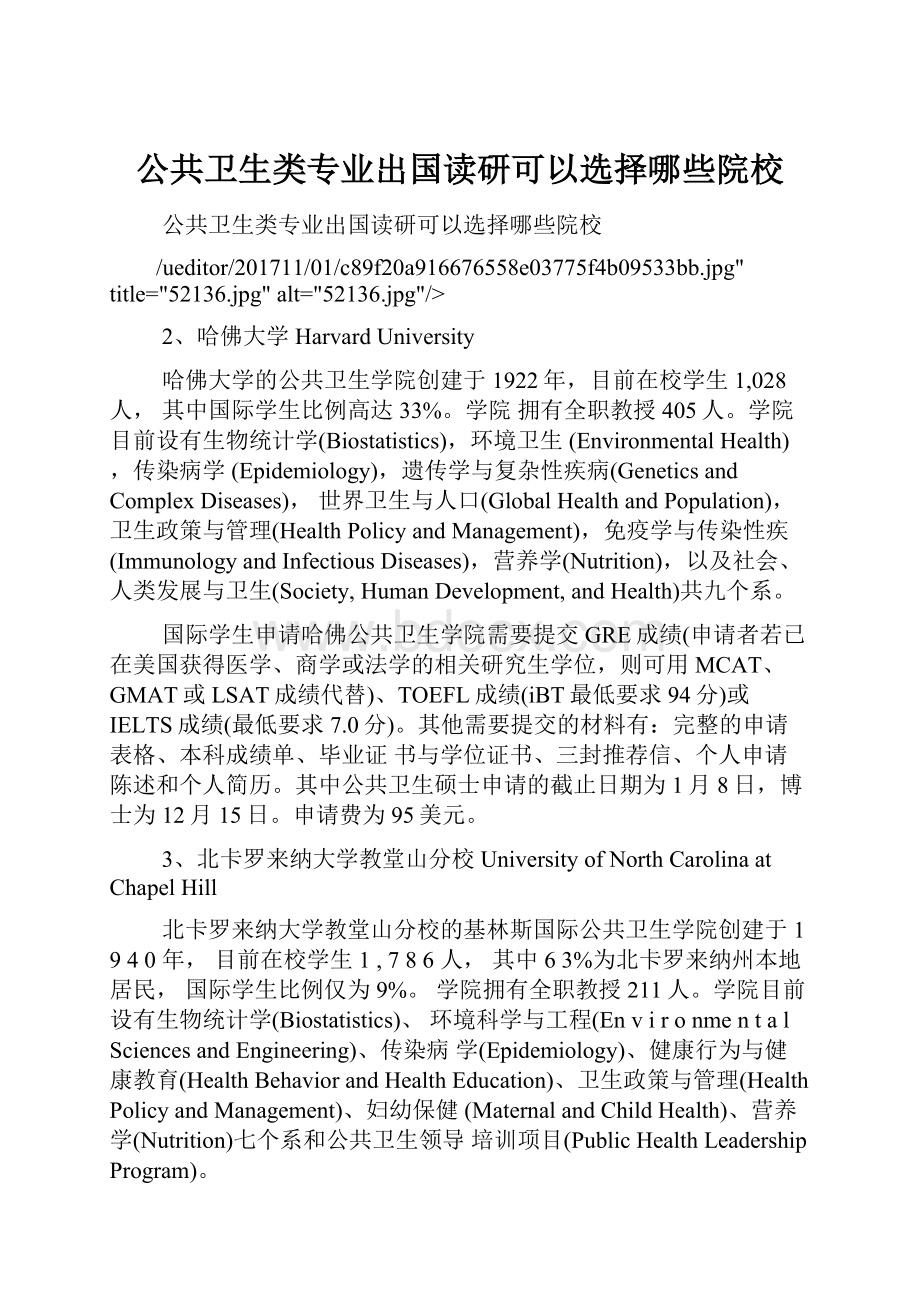 公共卫生类专业出国读研可以选择哪些院校.docx_第1页