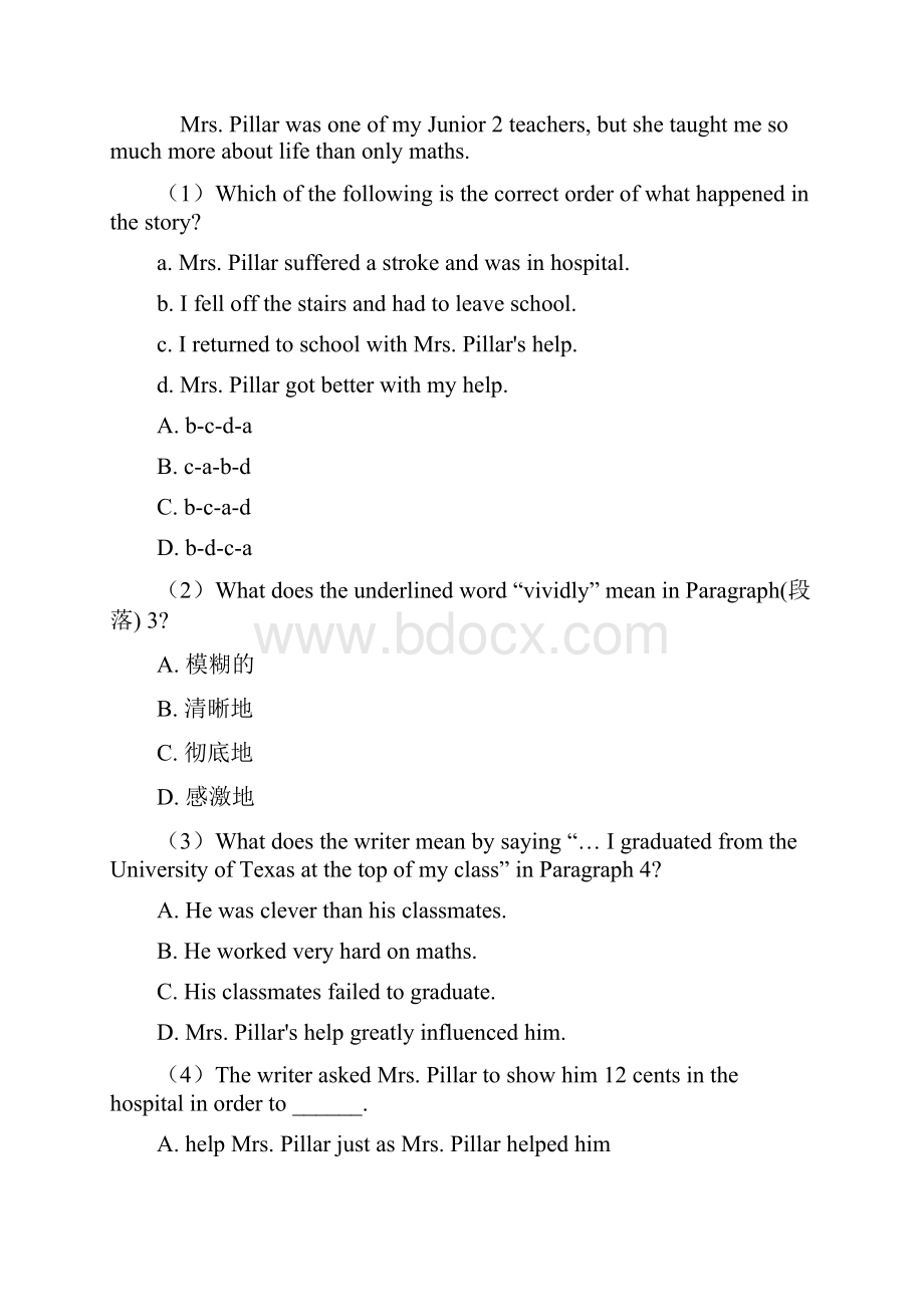 宁波市中考英语英语阅读理解专题练习附答案.docx_第2页