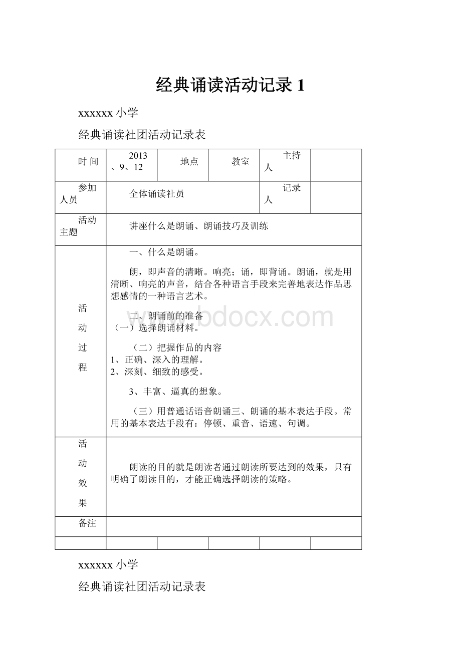 经典诵读活动记录1.docx_第1页