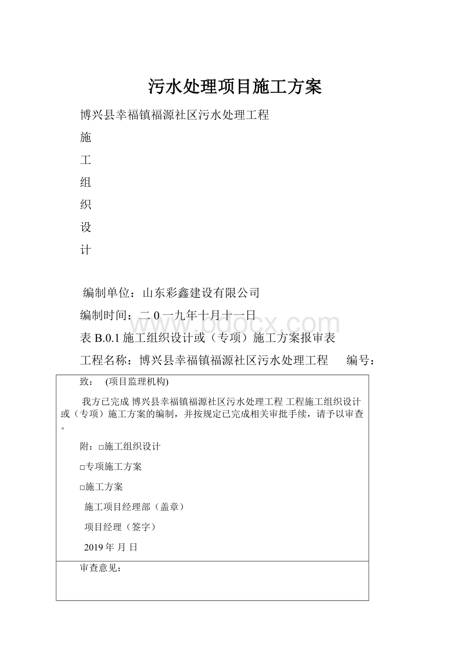 污水处理项目施工方案.docx_第1页