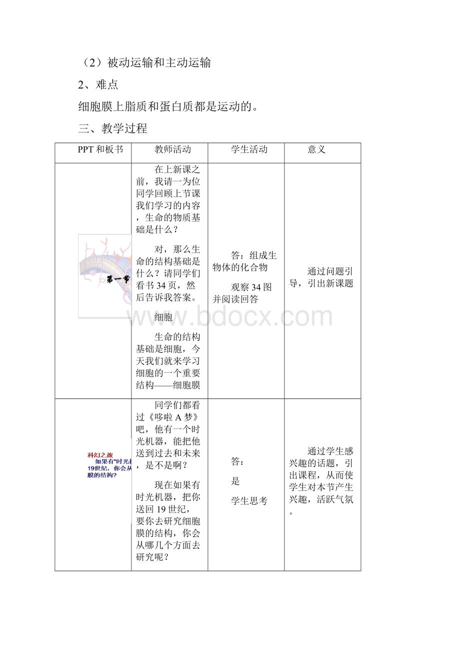 高中生物 31《细胞膜》教案 沪科版第一册.docx_第2页