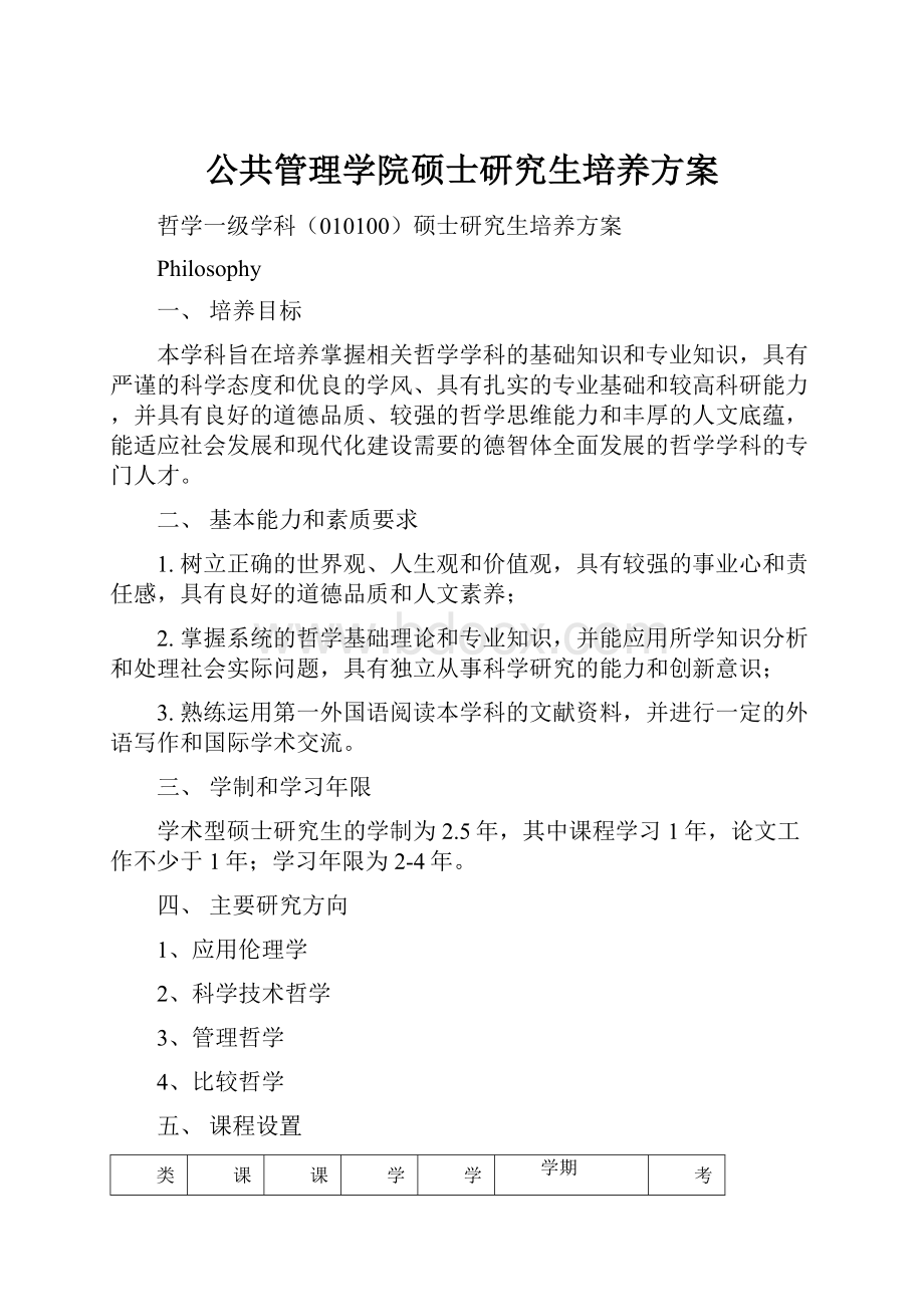 公共管理学院硕士研究生培养方案.docx_第1页