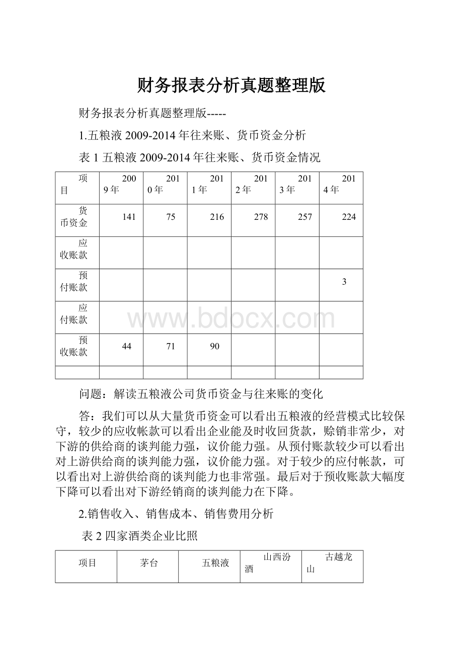 财务报表分析真题整理版.docx