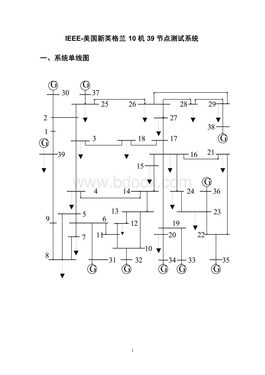 IEEE-美国新英格兰10机39节点测试系统.docx