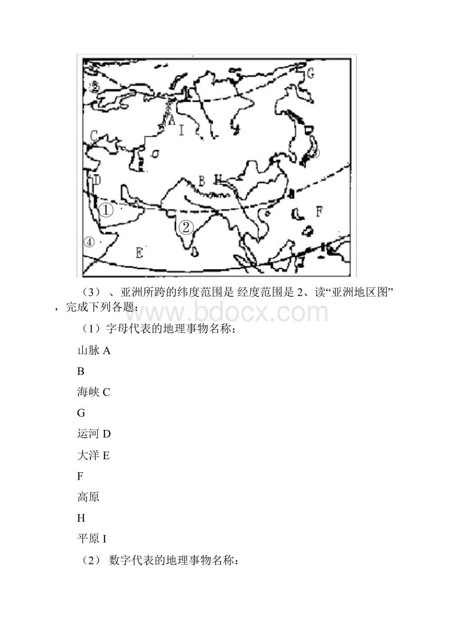 完整版人教版地理七年级下册填图复习题含答案.docx_第2页