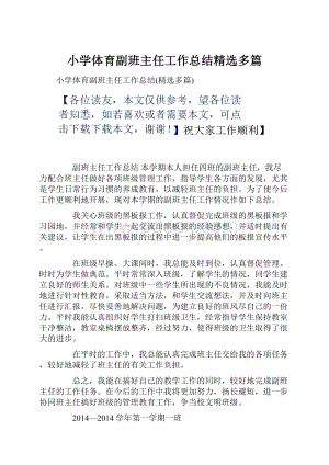 小学体育副班主任工作总结精选多篇.docx