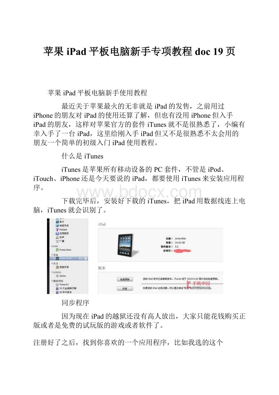 苹果iPad平板电脑新手专项教程doc 19页.docx