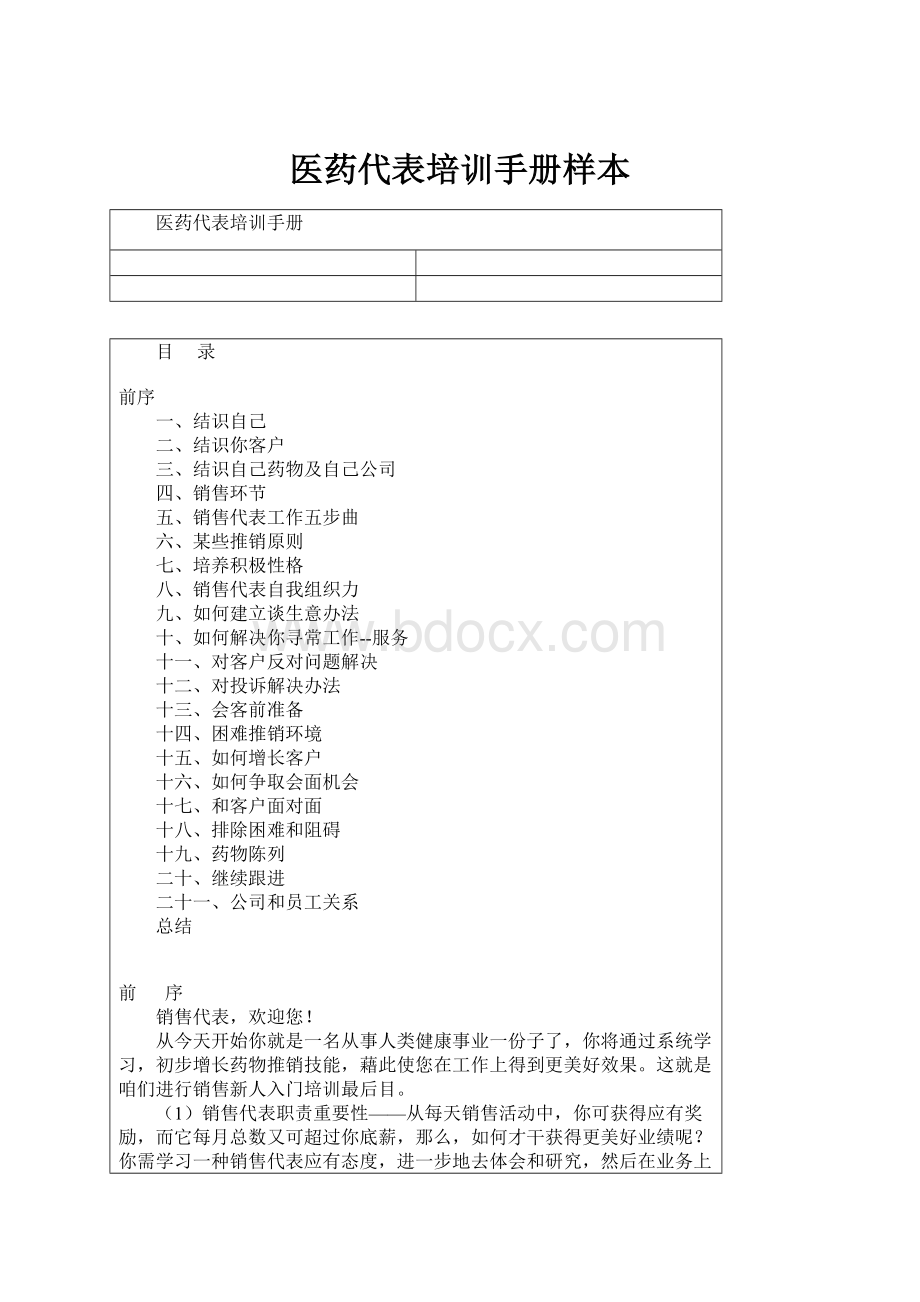 医药代表培训手册样本.docx_第1页