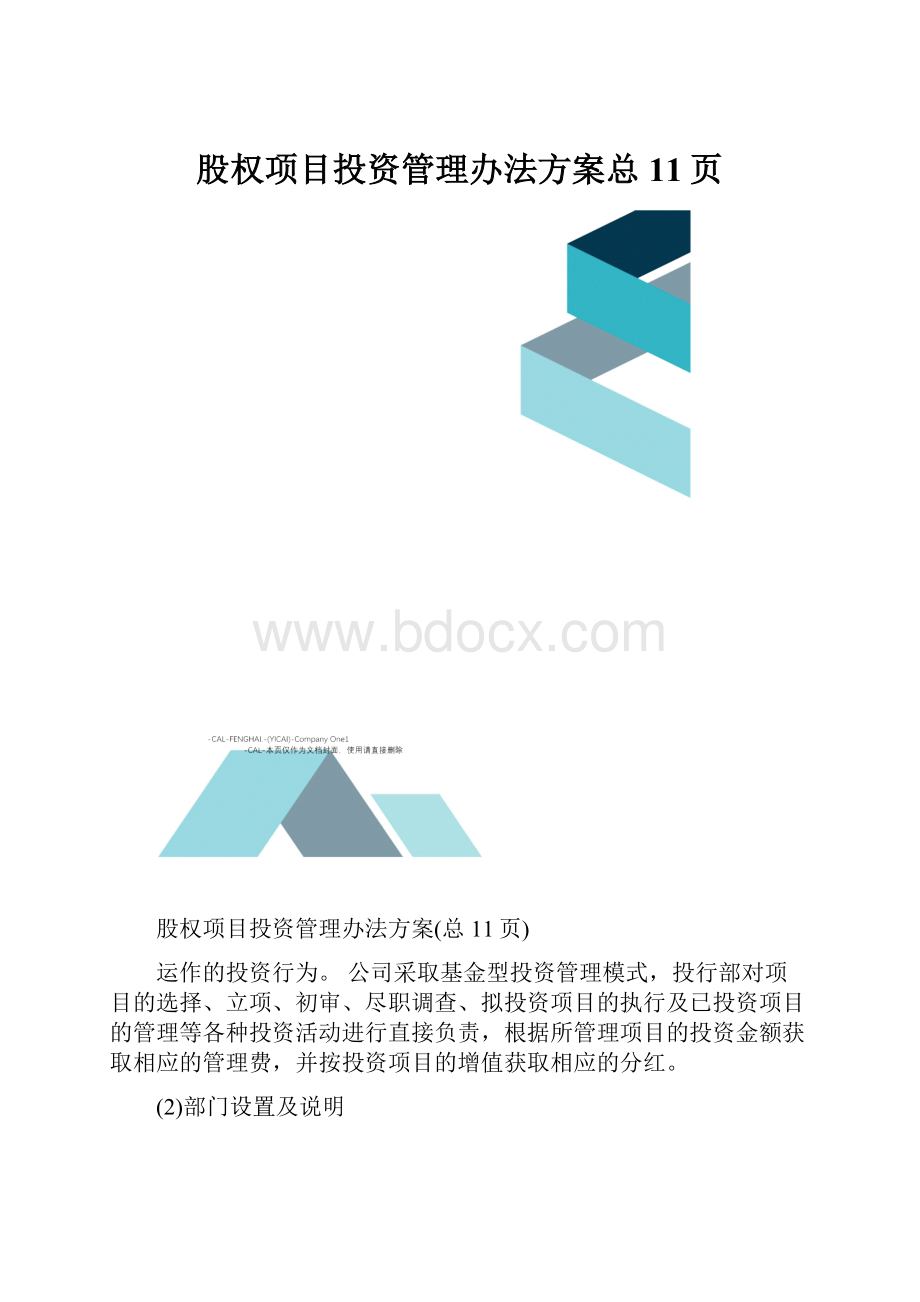 股权项目投资管理办法方案总11页.docx_第1页