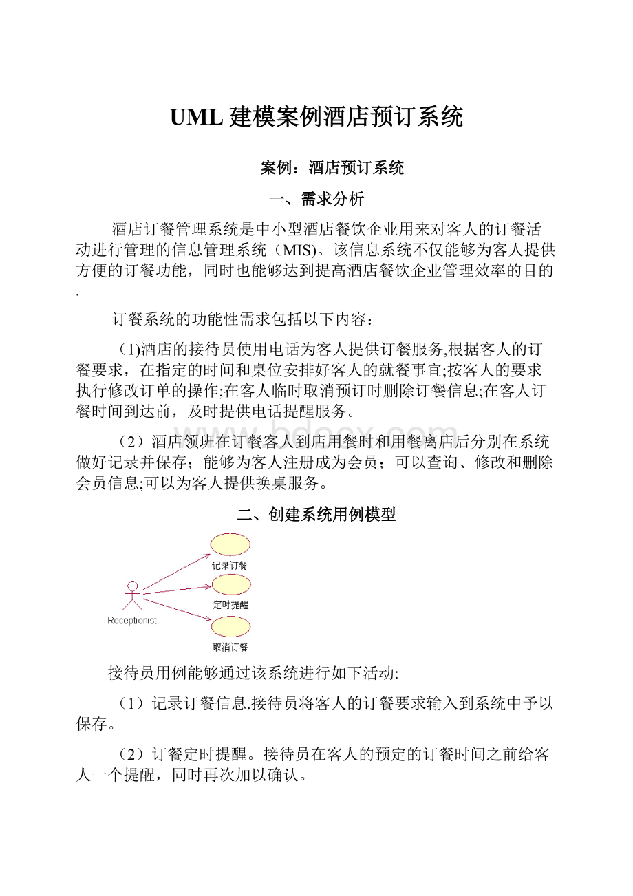 UML建模案例酒店预订系统.docx_第1页