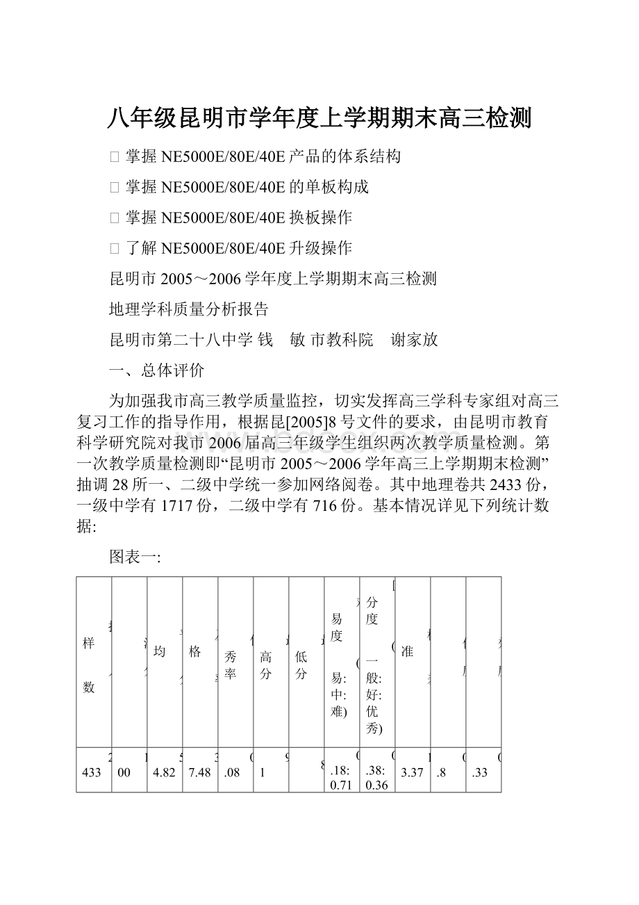 八年级昆明市学年度上学期期末高三检测.docx_第1页