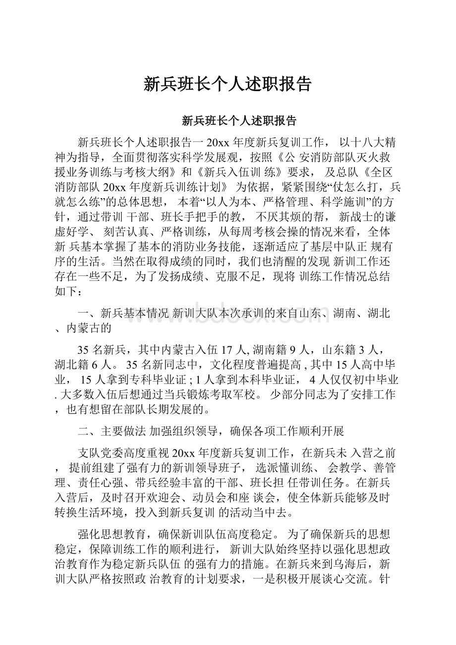 新兵班长个人述职报告.docx_第1页