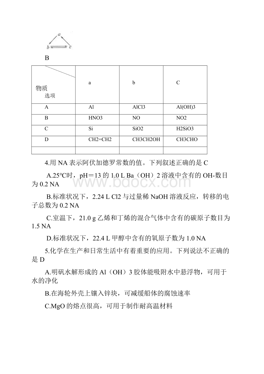 全国高考化学仿真试题及答案.docx_第2页