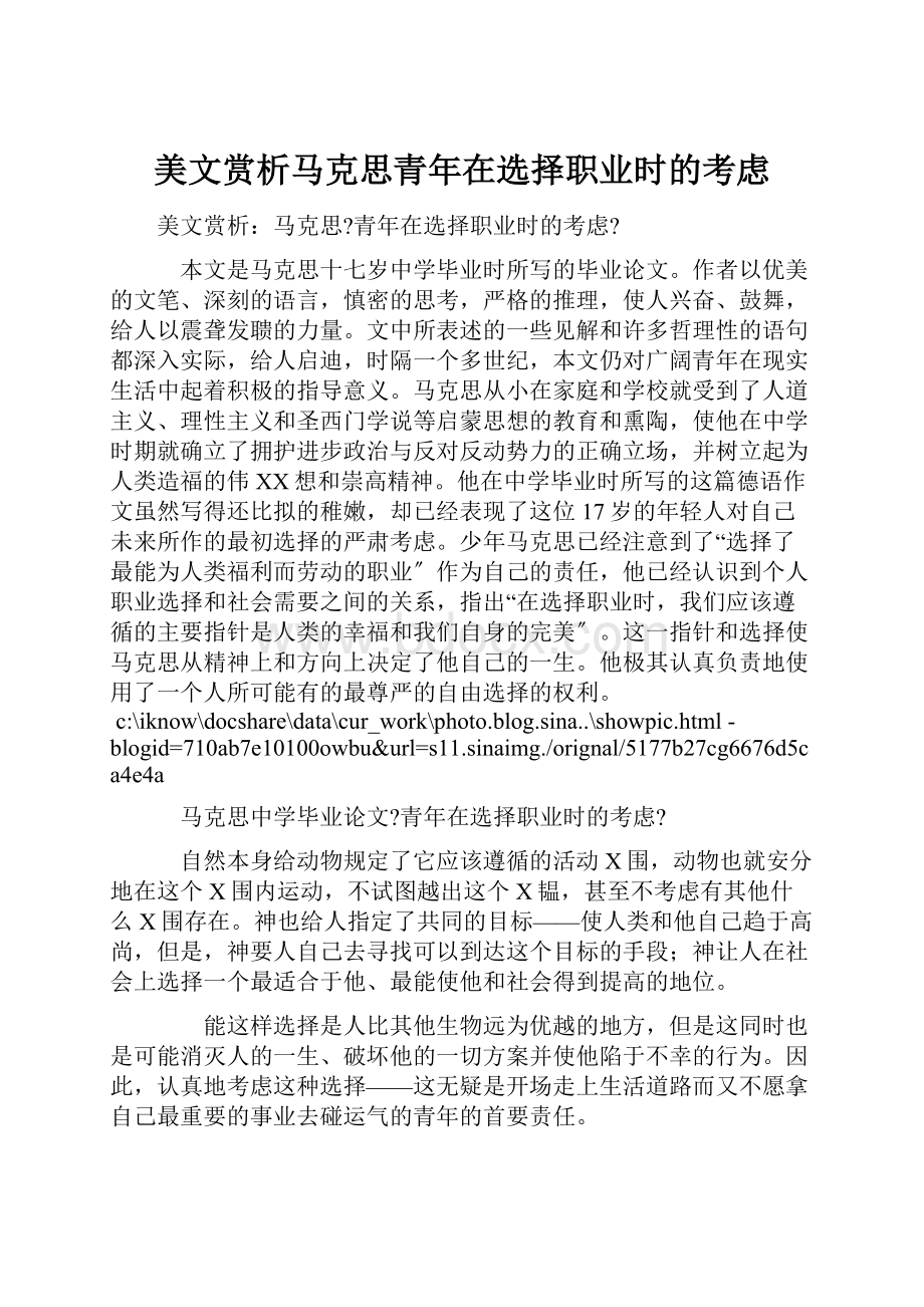 美文赏析马克思青年在选择职业时的考虑.docx