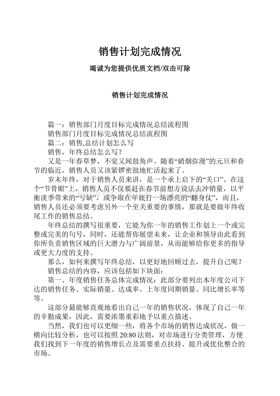 销售计划完成情况.docx