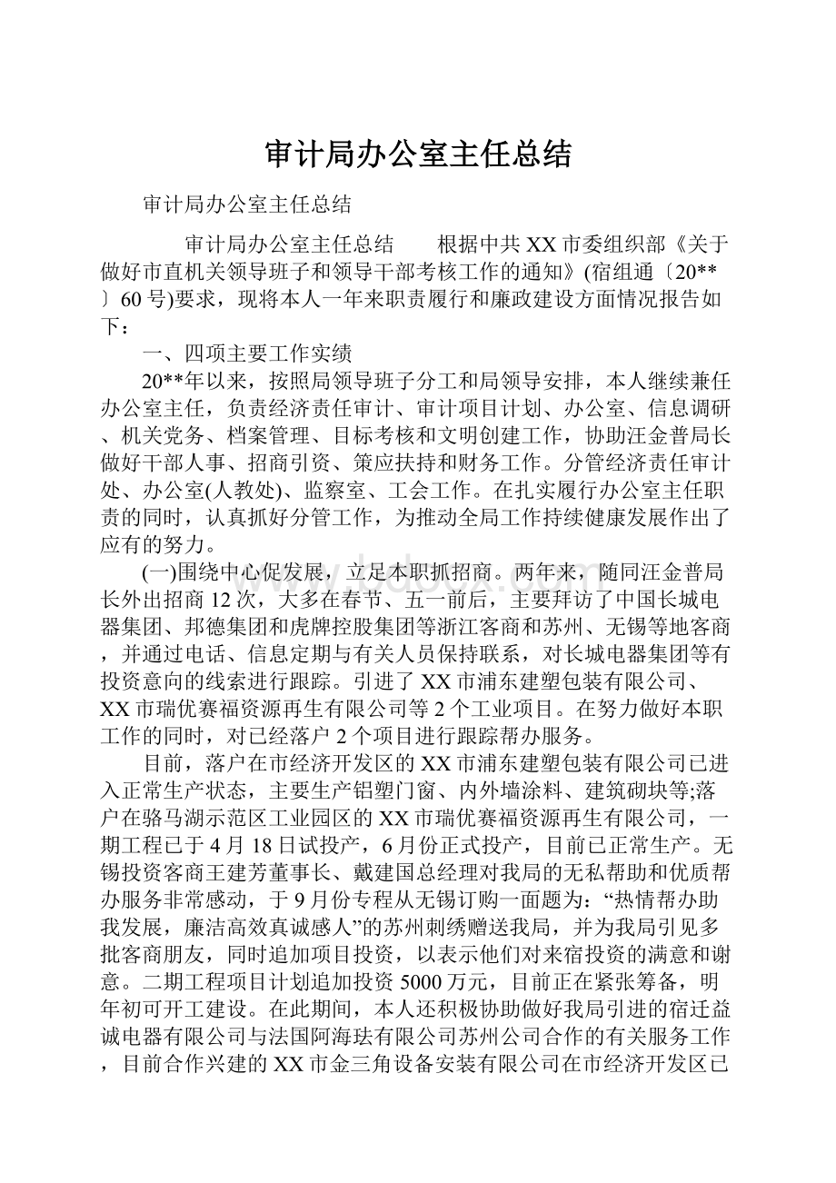 审计局办公室主任总结.docx