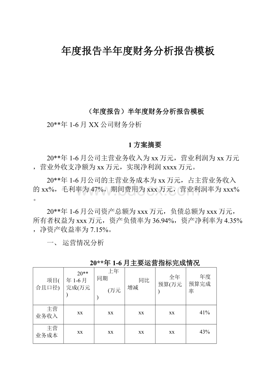 年度报告半年度财务分析报告模板.docx