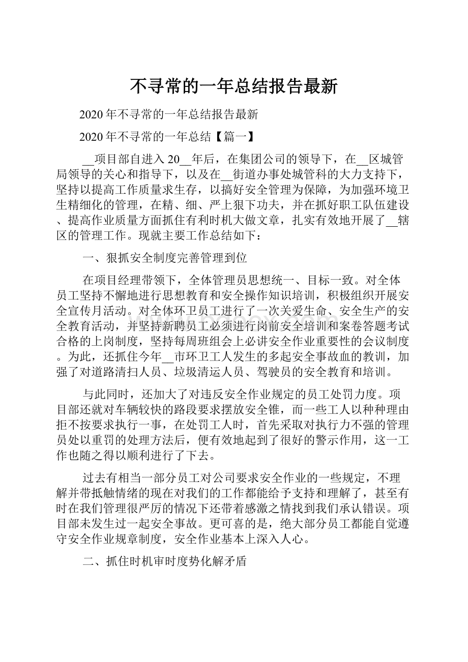 不寻常的一年总结报告最新.docx_第1页