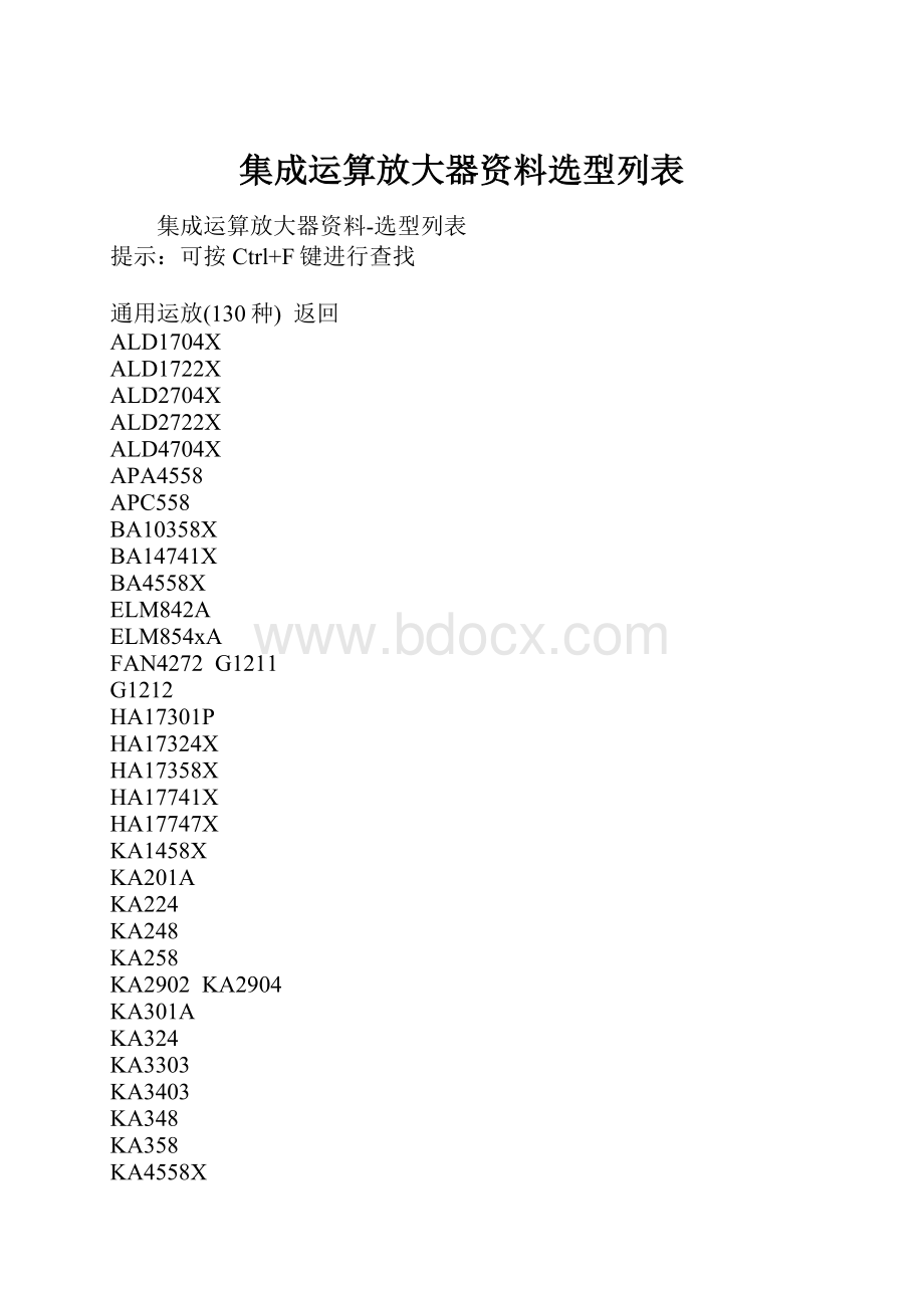 集成运算放大器资料选型列表.docx_第1页