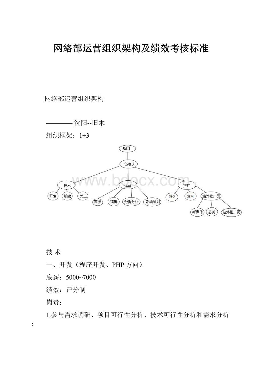 网络部运营组织架构及绩效考核标准.docx_第1页