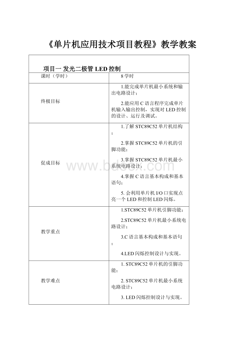 《单片机应用技术项目教程》教学教案.docx