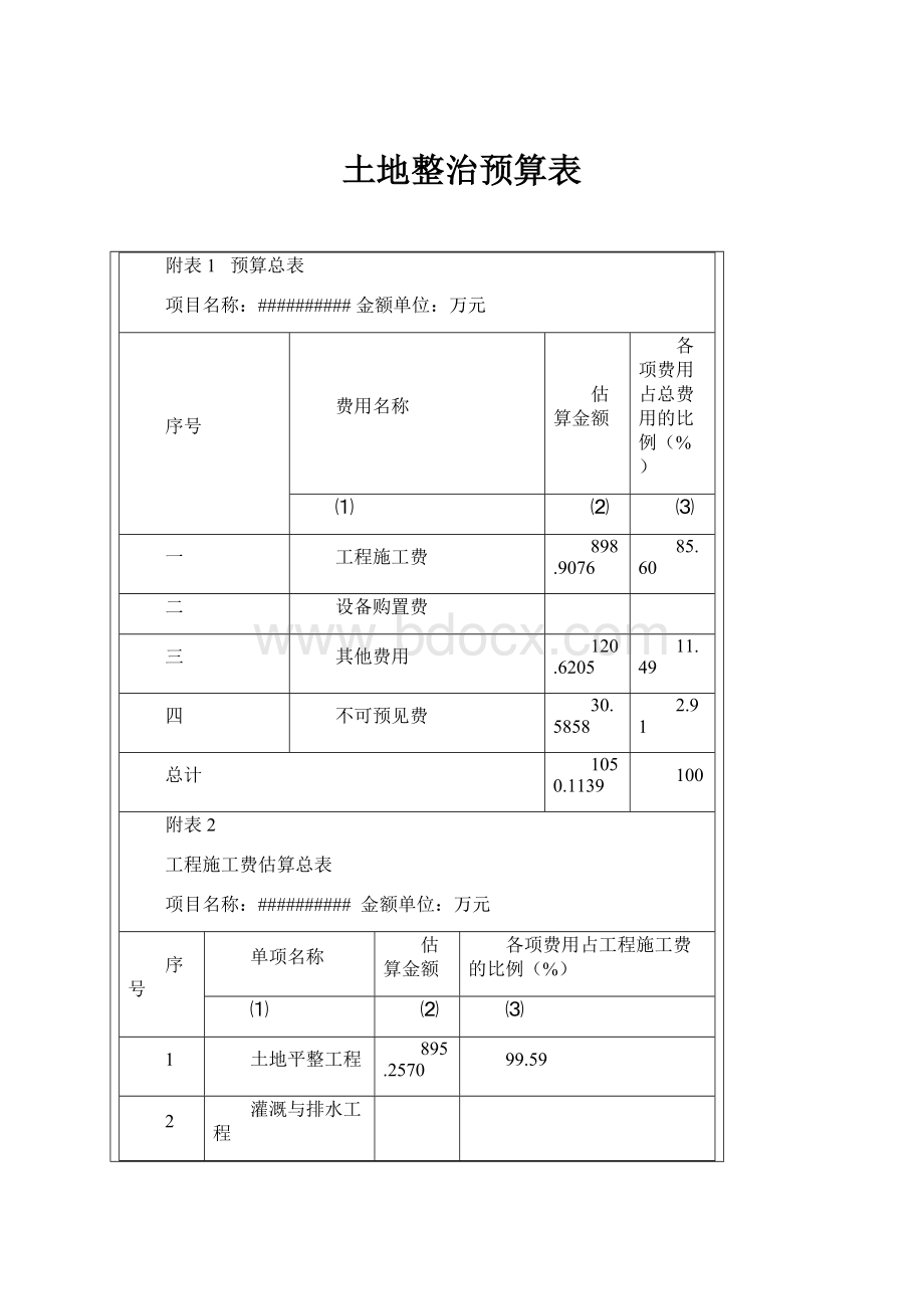 土地整治预算表.docx_第1页