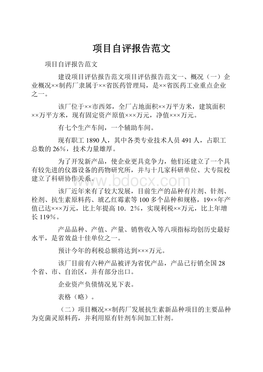 项目自评报告范文.docx_第1页