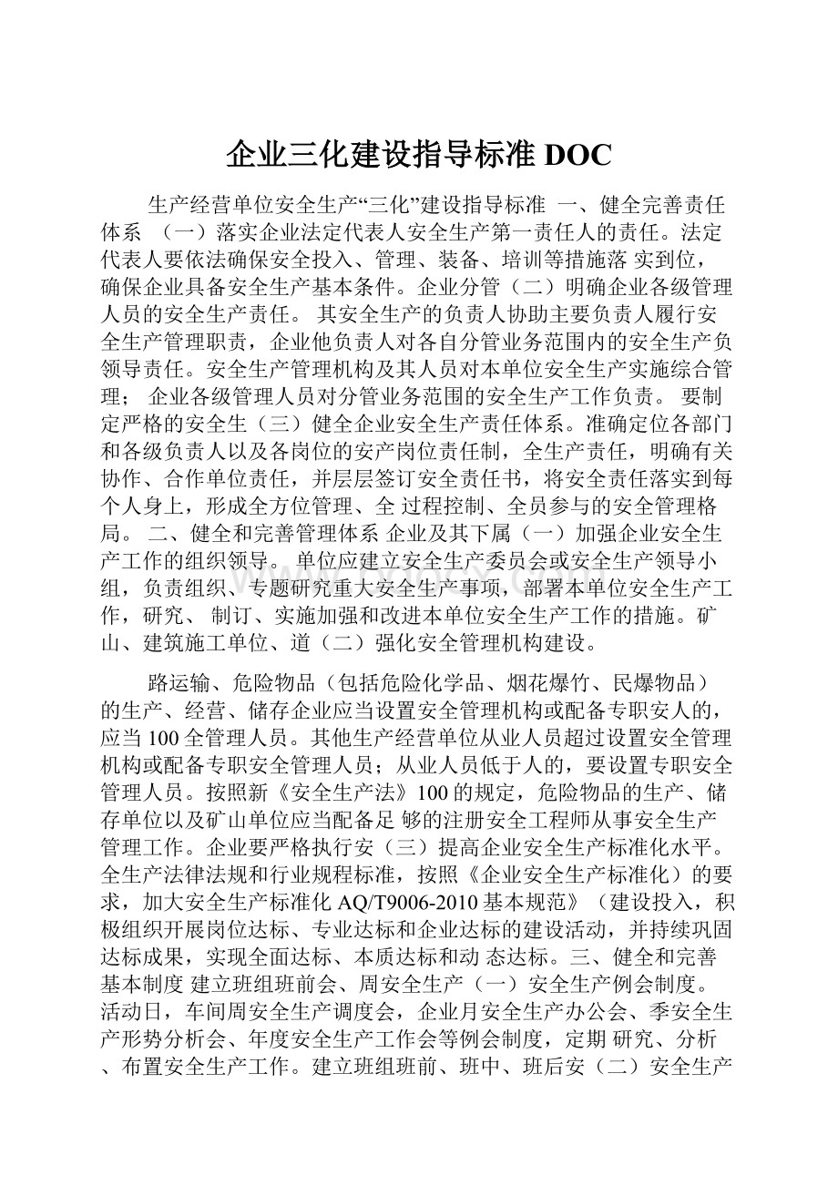 企业三化建设指导标准DOC.docx