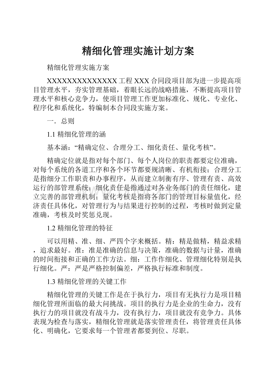 精细化管理实施计划方案.docx_第1页