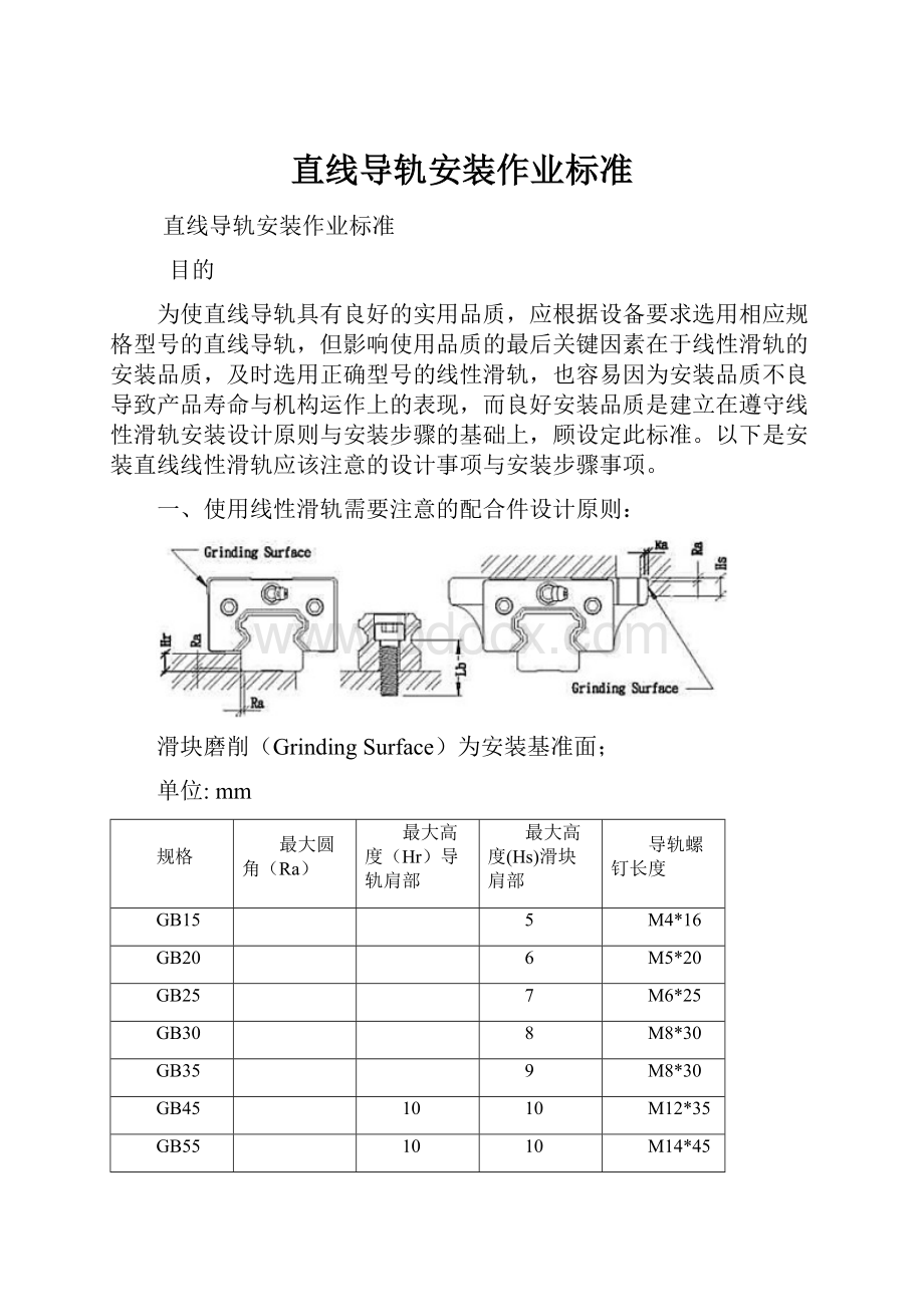 直线导轨安装作业标准.docx