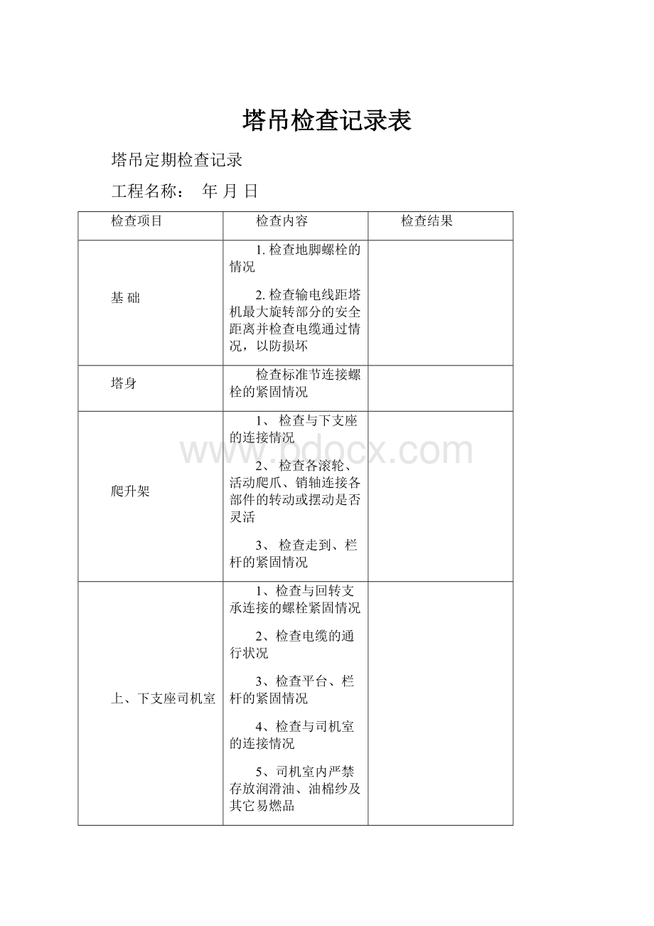 塔吊检查记录表.docx