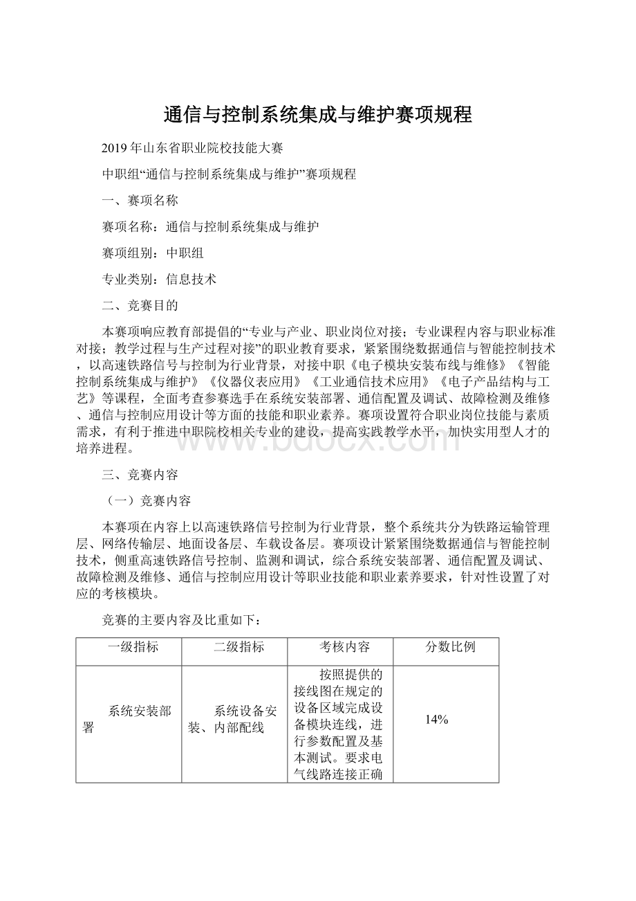 通信与控制系统集成与维护赛项规程.docx_第1页