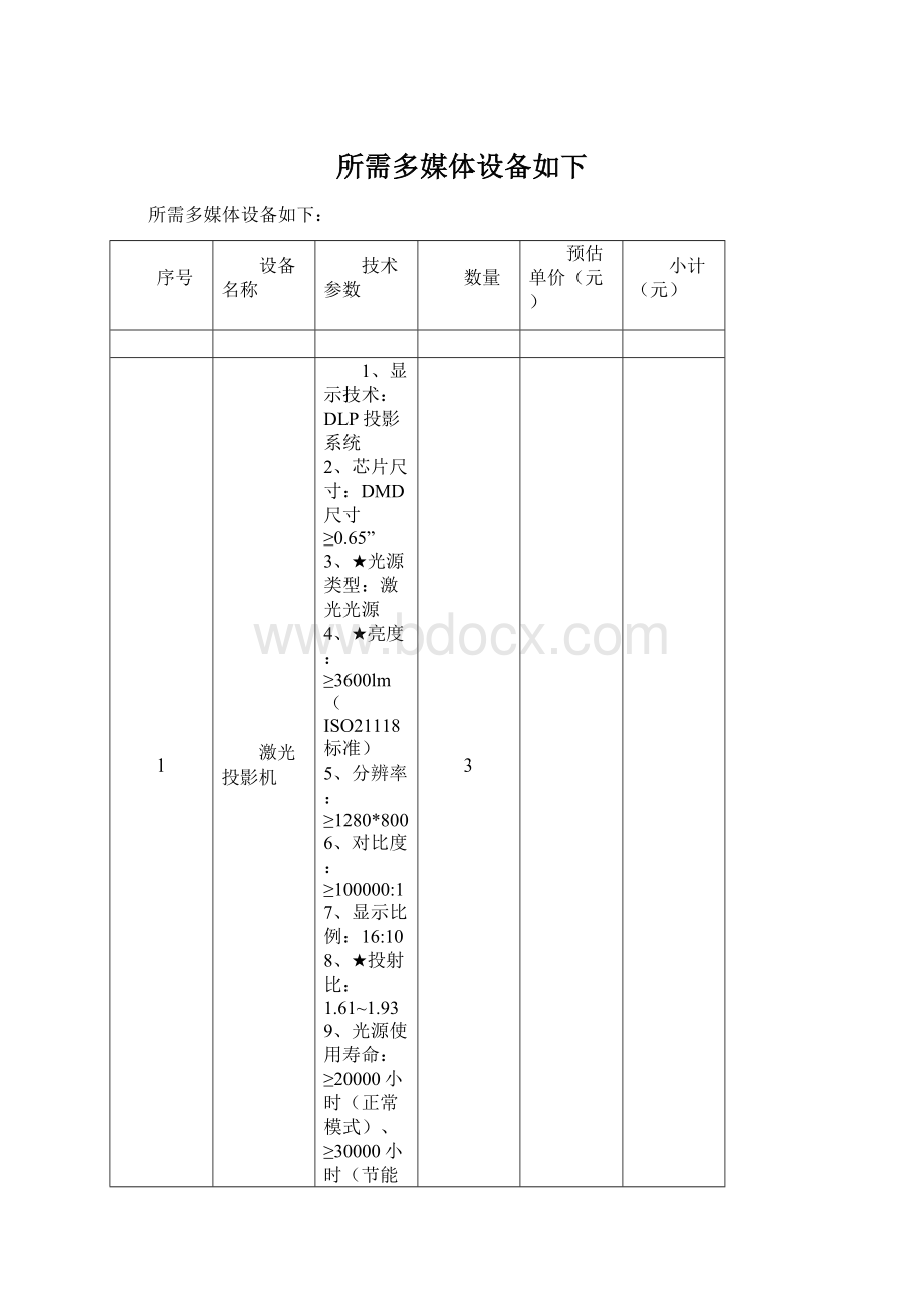 所需多媒体设备如下.docx