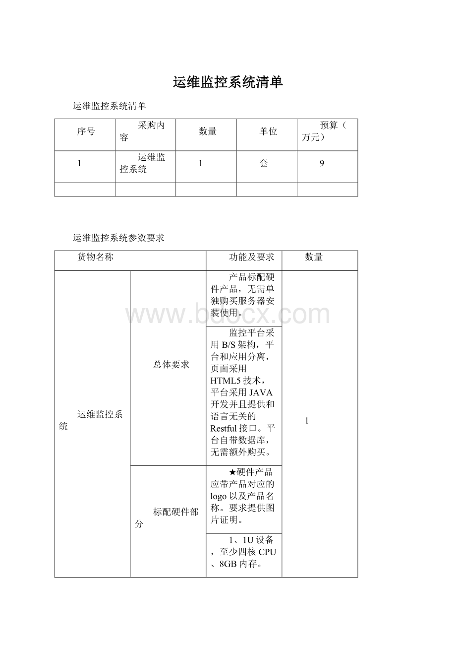 运维监控系统清单.docx