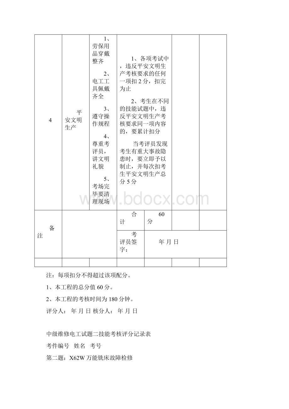 中级维修电工实操试题及评分标准.docx_第3页